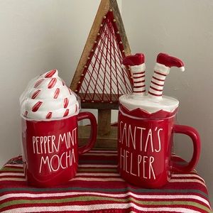 Rae Dunn PEPPERMINT MOCHA & SANTA’S HELPER Mugs